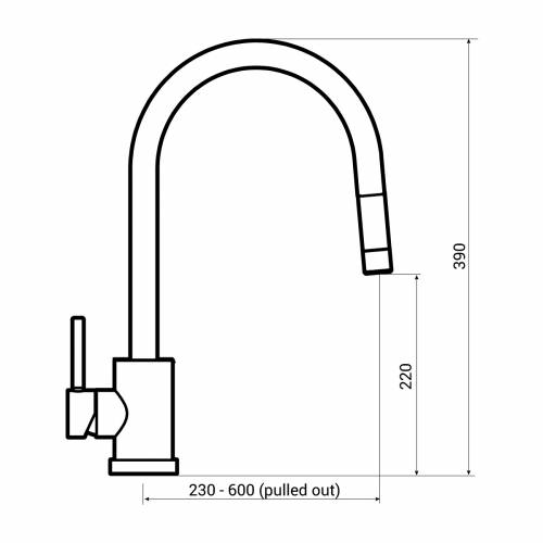 Bluci LAMBRO Pull Out Rinse Kitchen Tap Dimensions