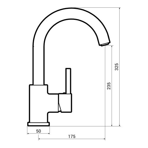 Bluci ENZA Single Side Lever Kitchen Mixer Tap Dimensions