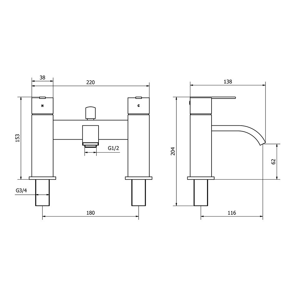 EPIC Deck Mounted Bath Shower Mixer Tap