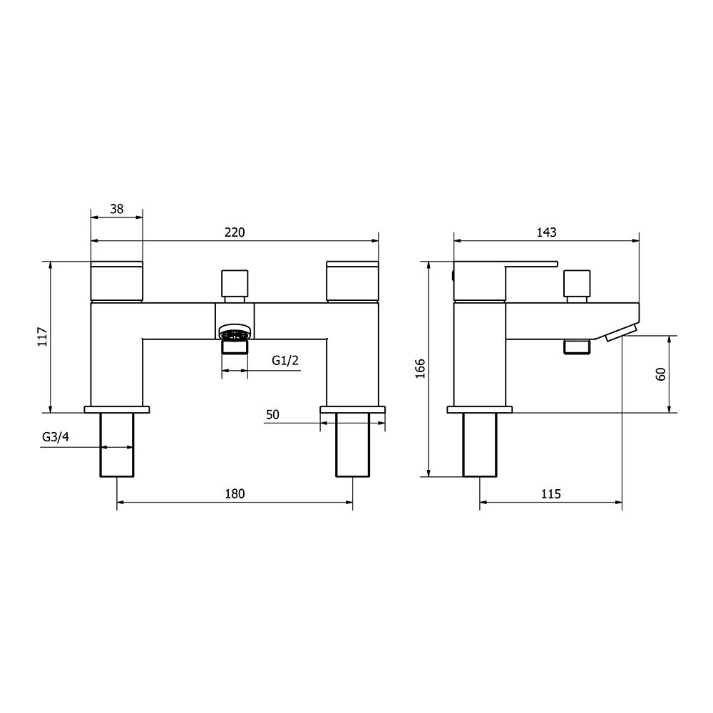 Aquabro FORM Bath Shower Mixer Tap