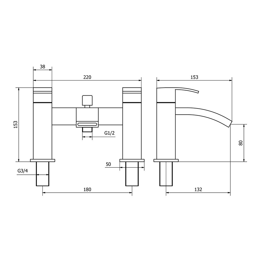 Aquabro PEAK Bath Shower Mixer Tap