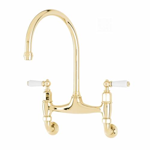 Perrin and Rowe Ionian 4183 Wall Mounted Kitchen Tap in Gold