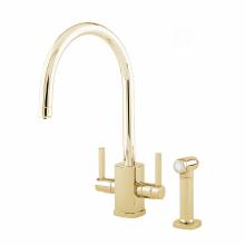 Perrin and Rowe 4308 RUBIQ 'C' Spout Kitchen Tap with Rinse in Gold