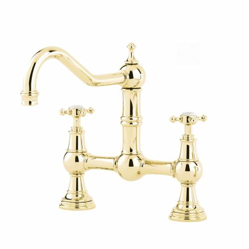 Perrin and Rowe 4750 Provence Bridge Kitchen Tap in Gold