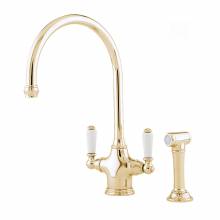 Perrin and Rowe 4360 Phoenician Kitchen Tap with Rinse in Gold