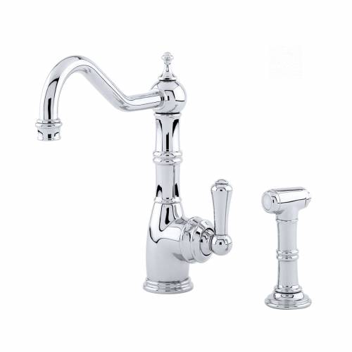 Perrin and Rowe 4746 Aquitaine Kitchen Tap with Rinse in Chrome