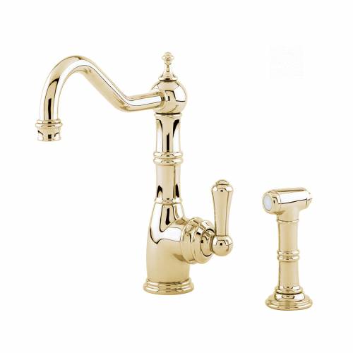Perrin and Rowe 4746 Aquitaine Kitchen Tap with Rinse in Gold