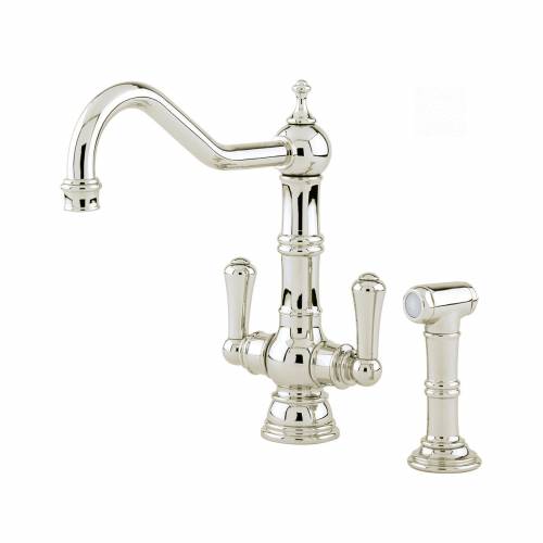 Perrin and Rowe 4766 Picardie Kitchen Tap with Rinse in Nickel