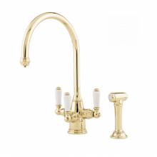 1560 PHOENICIAN Filtration Mixer Tap with Lever Handles and Rinse in Gold
