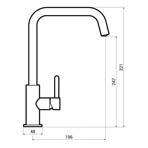 Abode Althia Single Lever Kitchen Tap Dimensions