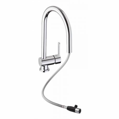 Abode Czar Single Lever Pull Out Kitchen Tap with Spray Hose Pulled Out
