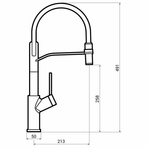 Abode VIRTUE Semi Professional Flexible Spout Kitchen Tap Dimensions