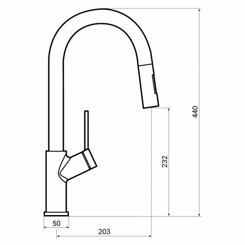 Abode Virtue Nero Pull Out Kitchen Tap Dimensions