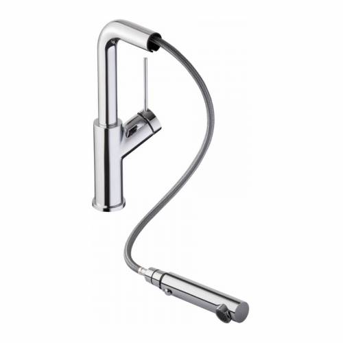 Abode VIRTUE Angle Pull Out Spray Kitchen Tap with Hose Pulled Out