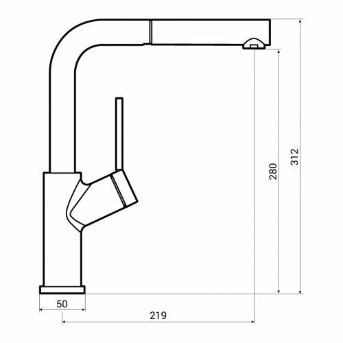 Abode VIRTUE Angle Pull Out Spray Kitchen Tap Dimensions