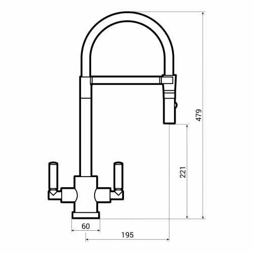 Abode ATLAS Professional Monobloc Spray Kitchen Tap Dimensions