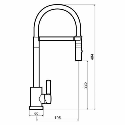 Abode ATLAS Professional Single Lever Spray Kitchen Tap Dimensions