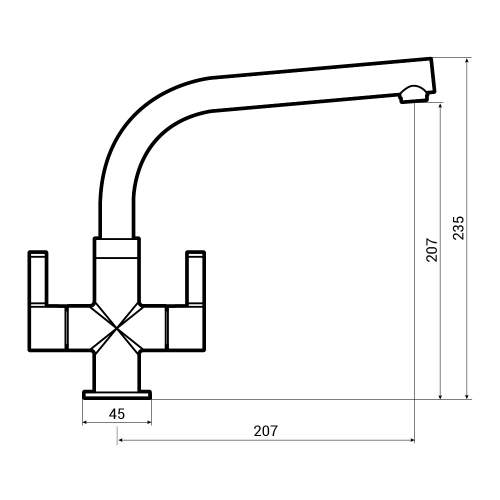 Abode Esteem Monobloc Kitchen Tap Dimensions