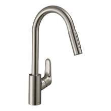 Hansgrohe FOCUS 240 Kitchen Mixer Tap with Pull-Out Spray in Stainless Steel Optic