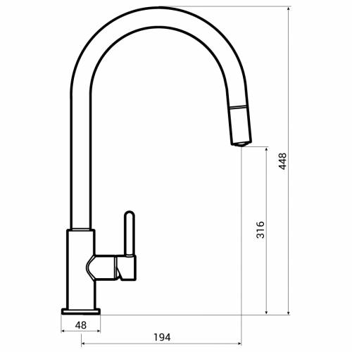 Abode ALTHIA Pull Out Spray Kitchen Tap Dimensions