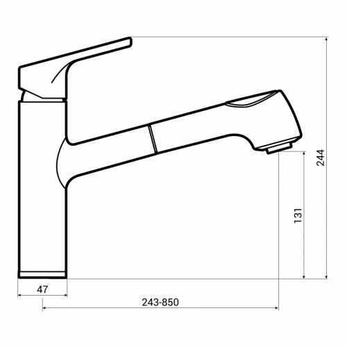 Abode Mercury Single Lever Pull Out Spray Kitchen Tap Dimensions