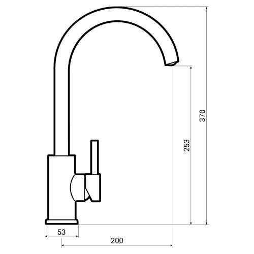 Abode Zorb Single Lever Stainless Steel Kitchen Tap Dimensions