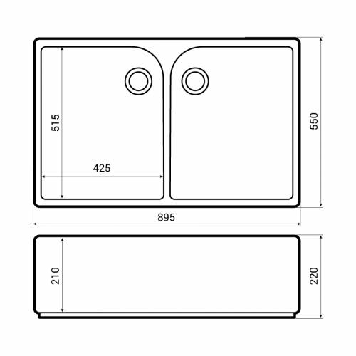 Villeroy and Boch FARMHOUSE 90 Double Bowl Belfast Kitchen Sink Dimensions