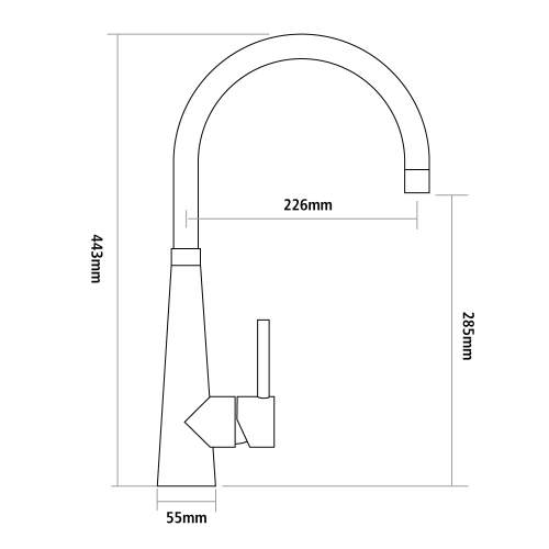 Caple RIDLEY Stainless Steel Single Lever Kitchen Tap Dimensions