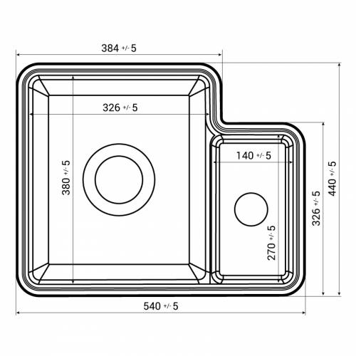 Reginox TUSCANY 1.5 Bowl Ceramic Undermount Kitchen Sink Dimensions