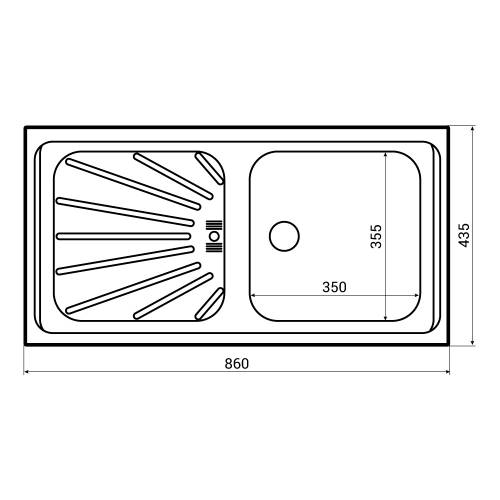 ALPHA 10 Single Bowl and Drainer Dimensions