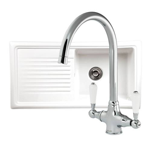 Reginox LUX RL304CW Ceramic 1.0 Bowl Kitchen Sink with FREE Reginox Tap