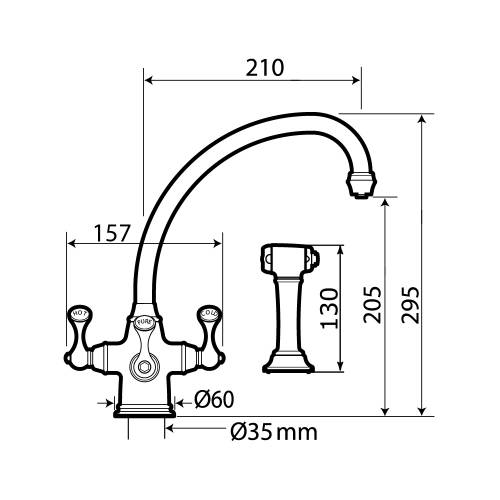 Perrin & Rowe 1520 ETRUSCAN Filtration Mixer Tap with Rinse Technical Document