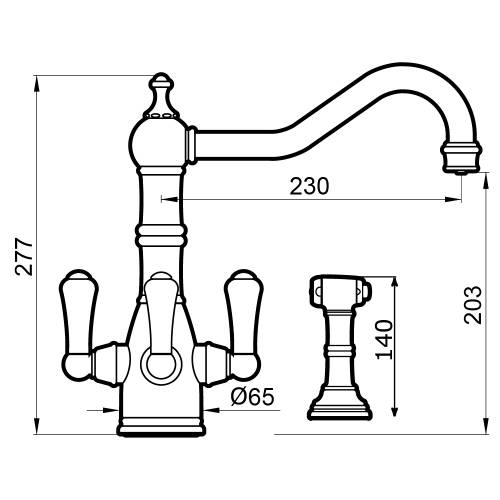 Perrin & Rowe 1575 PICARDIE Filtration Mixer Tap with Rinse