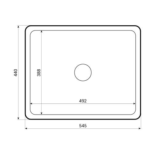 Caple Ettra 600 Ceramic Undermount Kitchen Sink Tech Drawing