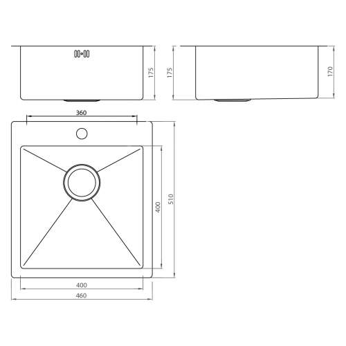 1810 Company ZENUNO 400 I-F 15R Undermount Kitchen Sink