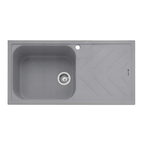 Veis 100 Inset Sink With Drainer - Pebble Grey