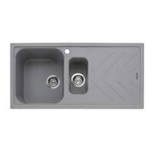 Veis 150 Inset 1.5 Bowl Sink With Drainer - Pebble Grey