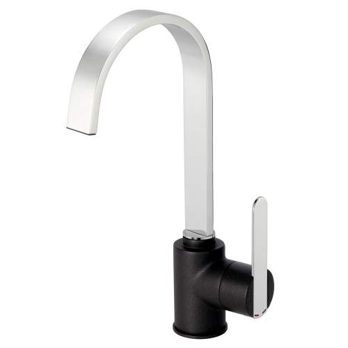 Reginox Amur Single Lever Chrome & Black Kitchen Tap