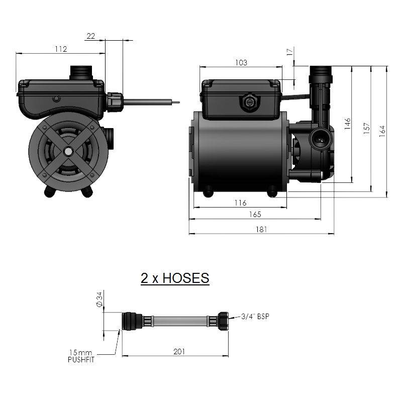 Acquapuro Hot Water Booster Pump W Flow Switch Sinks