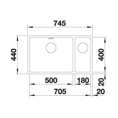 Blanco ANDANO 500/180-U 1.5 Bowl Undermount Kitchen Sink