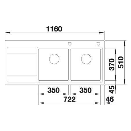 Blanco DIVON II  8 S-IF Double Bowl Inset Kitchen Sink with Drainer - BL467023