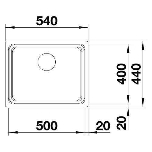 Blanco ETAGON 500 IF Single Bowl Inset Kitchen Sink with Saucepan Suspension Rails included - BL468100