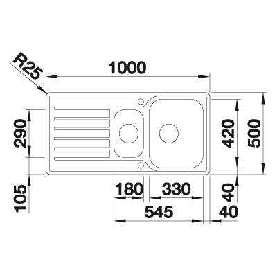 Blanco LANTOS 6 S-IF 1.5 Bowl Inset Kitchen Sink with Drainer - BL453568