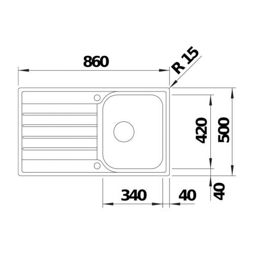 Blanco LIVIT 45 S Single Bowl Inset Kitchen Sink with Drainer - BL450835