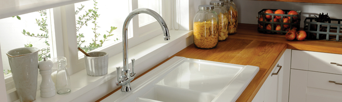 Twin lever kitchen taps from sinks-taps.com