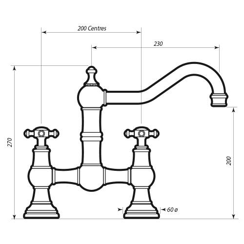 Perrin and Rowe 4750 Provence Bridge Kitchen Tap