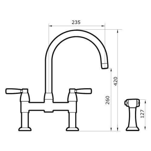 Perrin and Rowe IO 4273 Kitchen Tap with Rinse