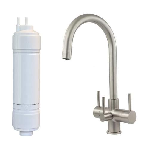 Bluci CARO2 Brushed TriPuro Water Filter Kitchen Tap with Filter and Housing