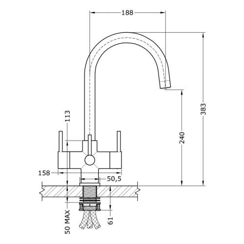 Bluci CARO2 Brushed TriPuro Water Filter Kitchen Tap with Filter and Housing