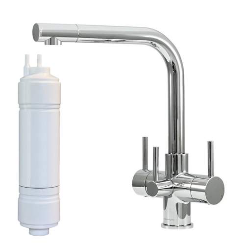 Bluci NOVANTA2 TriPuro Water Filter Kitchen Tap with Three Levers with Filter and Housing